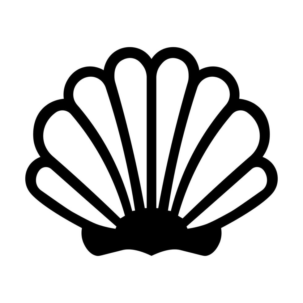 black vector shell icon isolated on white background