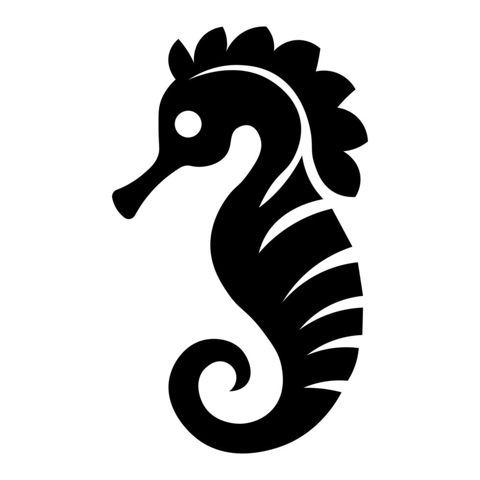 black vector seahorse icon isolated on white background