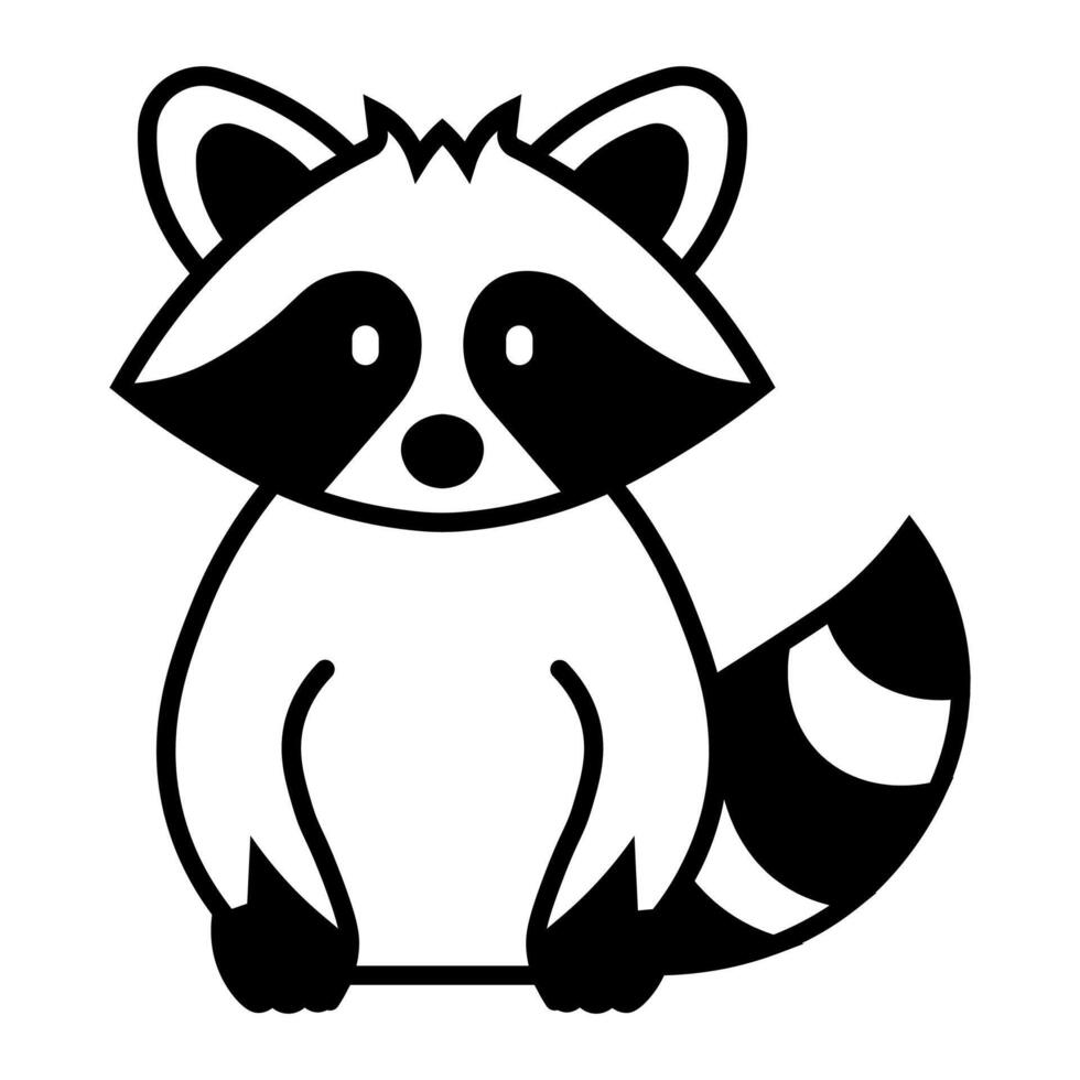 black vector raccoon icon isolated on white background