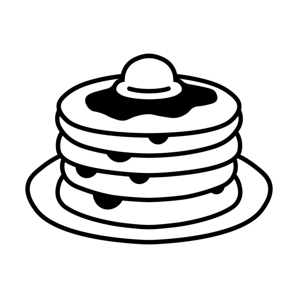 black vector pancake icon isolated on white background