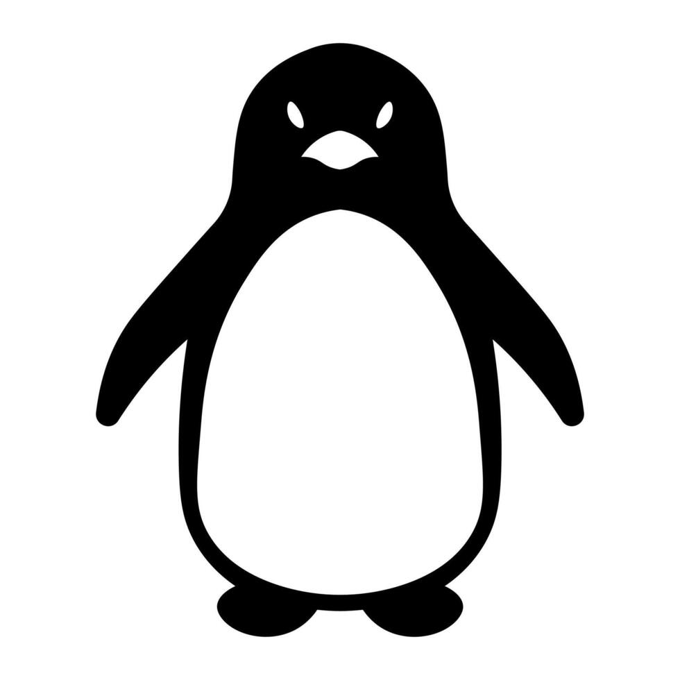 black vector penguin icon isolated on white background