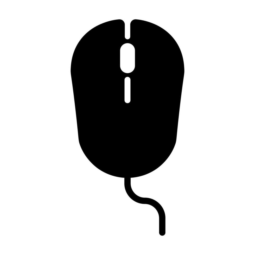 black vector pc mouse icon isolated on white background