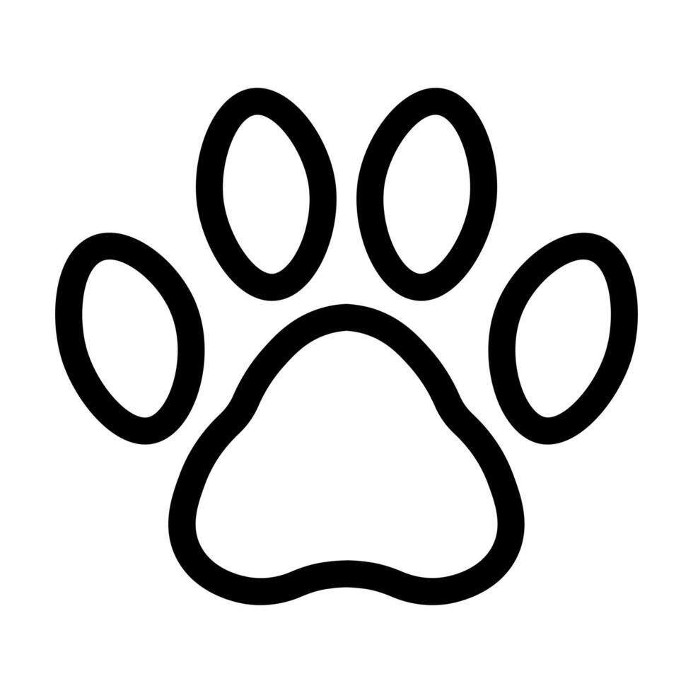 black vector paw icon isolated on white background