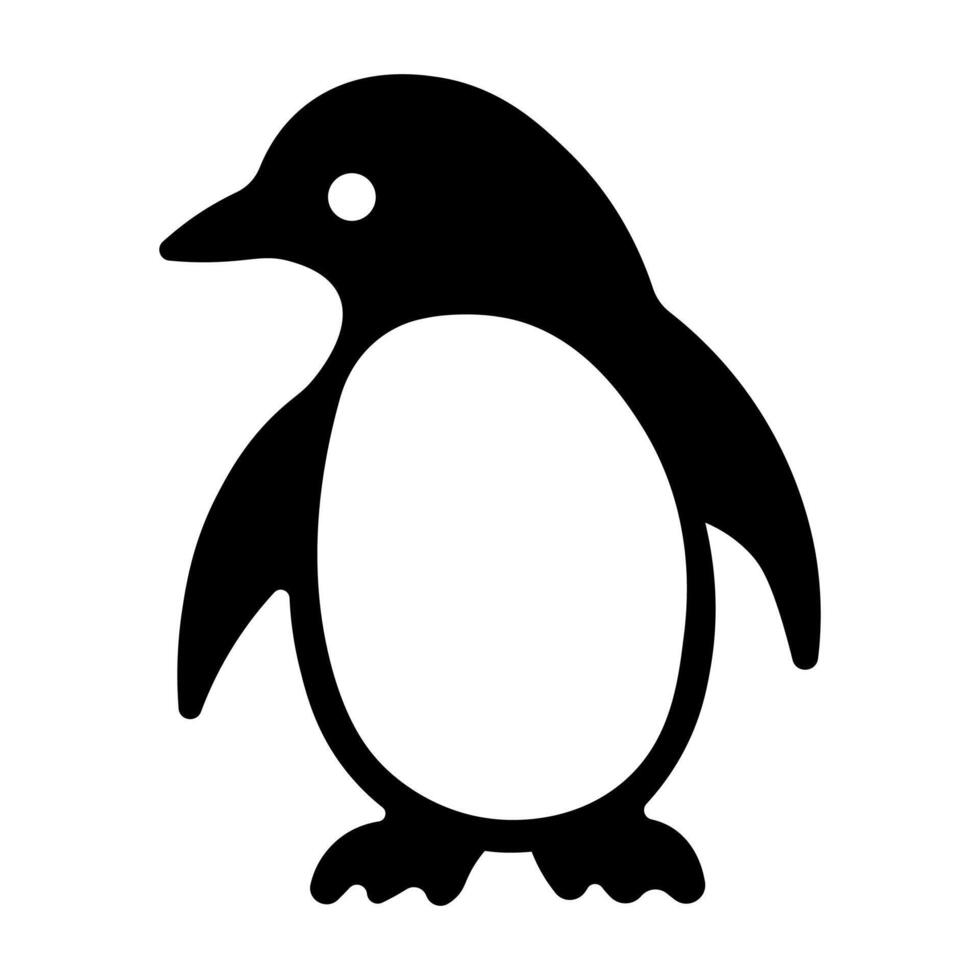 negro vector pingüino icono aislado en blanco antecedentes