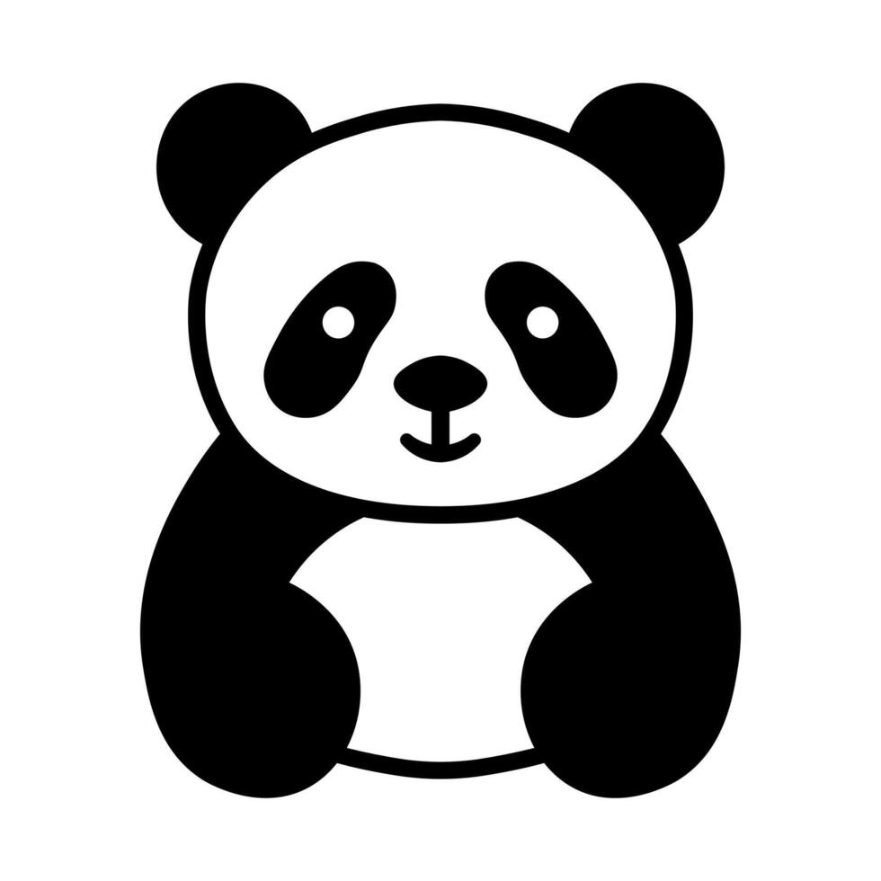 black vector panda icon isolated on white background