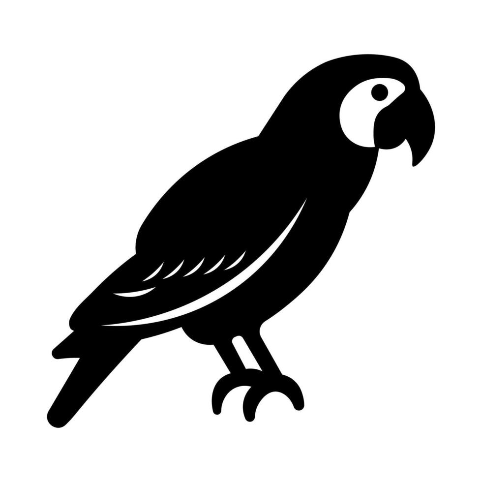 black vector parrot icon isolated on white background