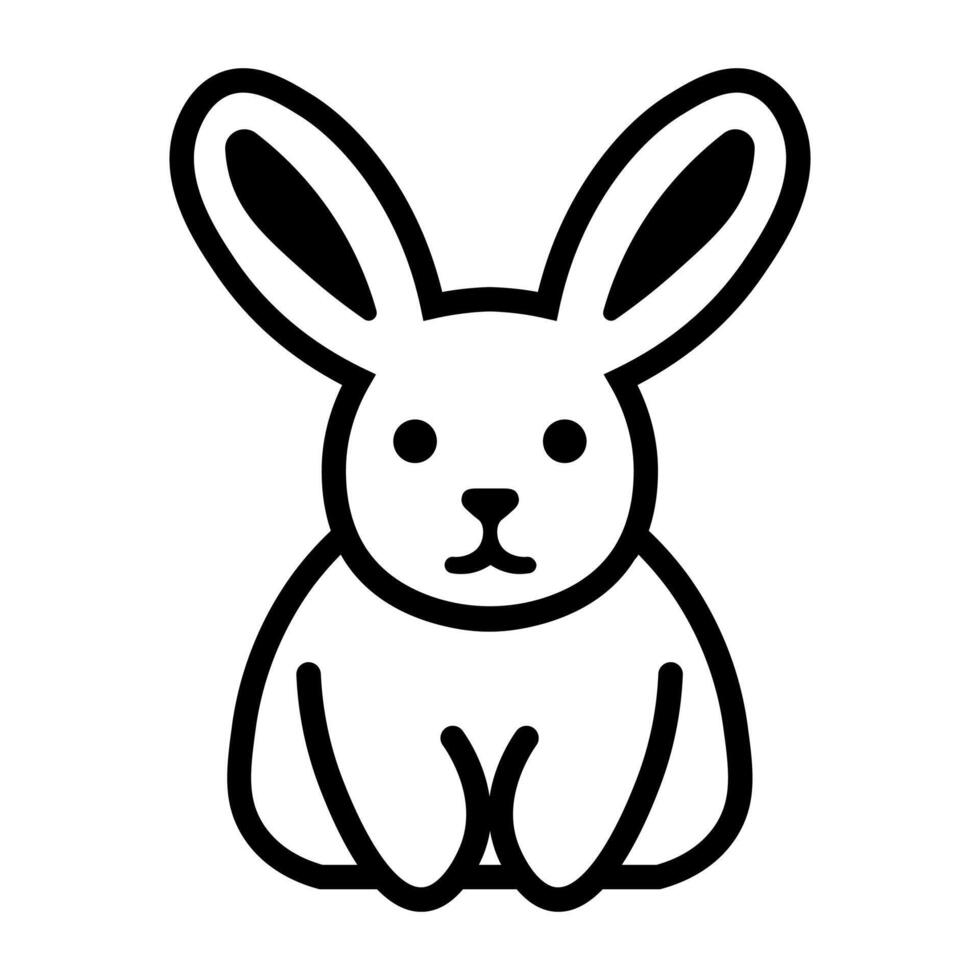black vector rabbit icon isolated on white background