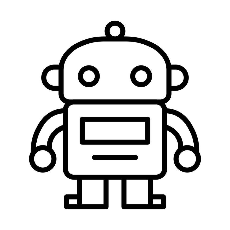 black vector robot icon isolated on white background