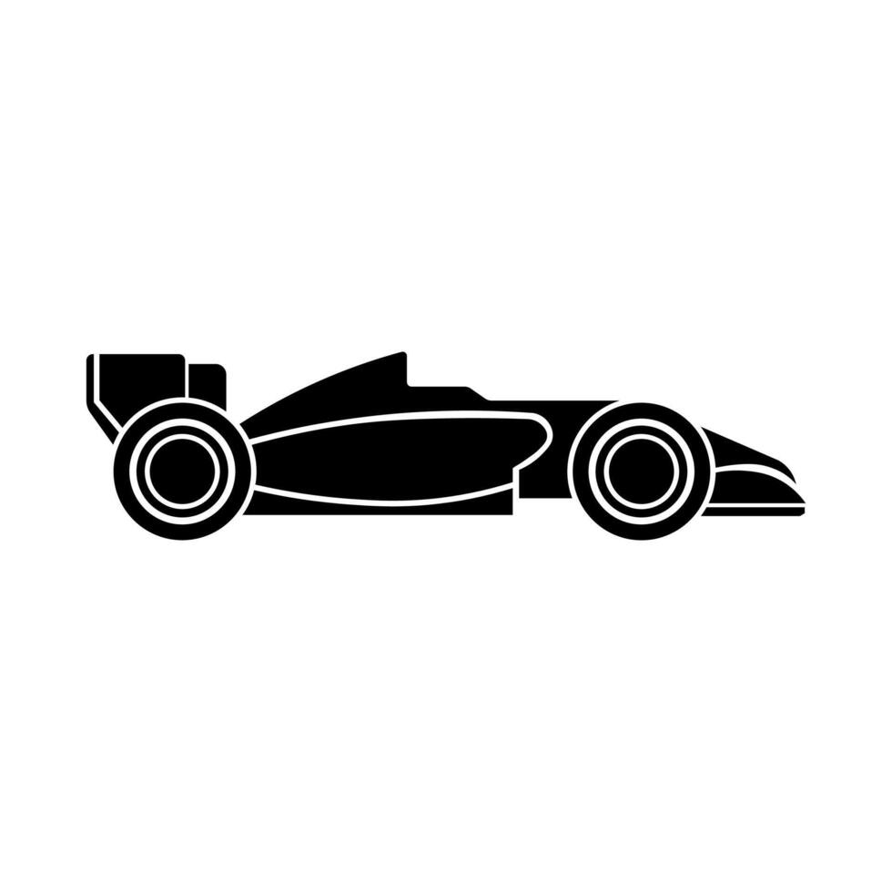 black vector racing car icon isolated on white background