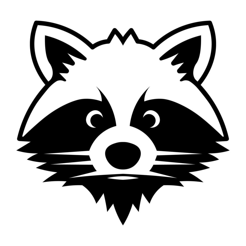 black vector raccoon icon isolated on white background