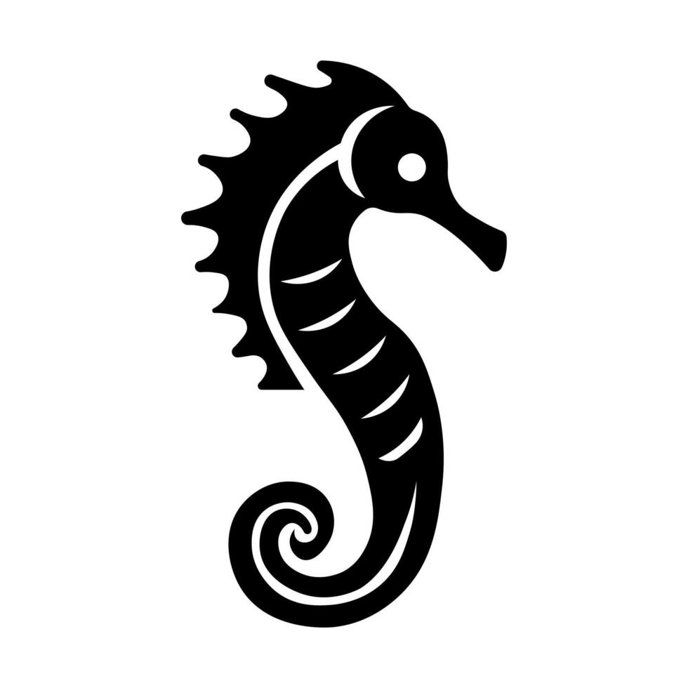 negro vector caballo de mar icono aislado en blanco antecedentes
