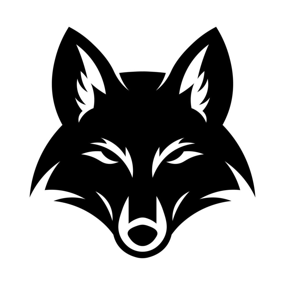 black vector wolf head icon isolated on white background