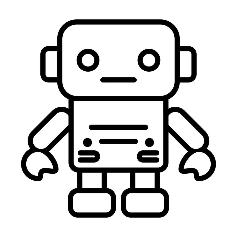 black vector robot icon isolated on white background