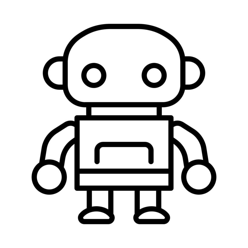 black vector robot icon isolated on white background