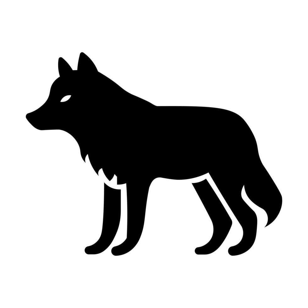 black vector wolf icon isolated on white background