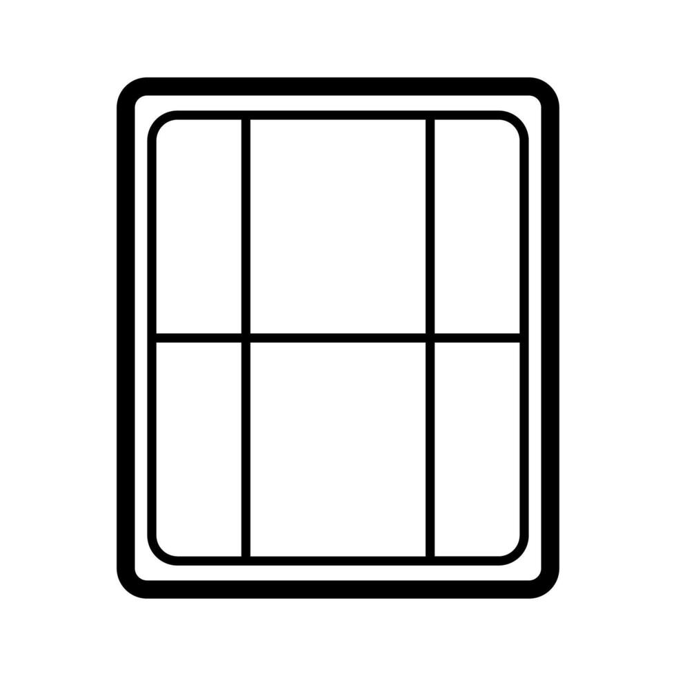 black vector window icon isolated on white background
