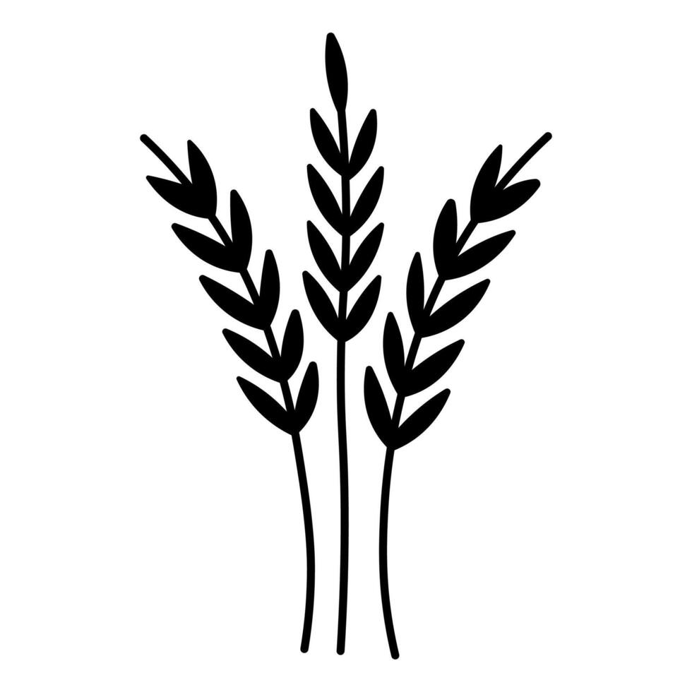 black vector wheat icon isolated on white background