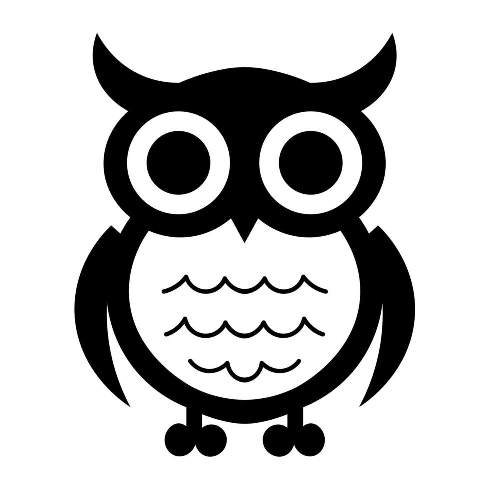 black vector owl icon isolated on white background