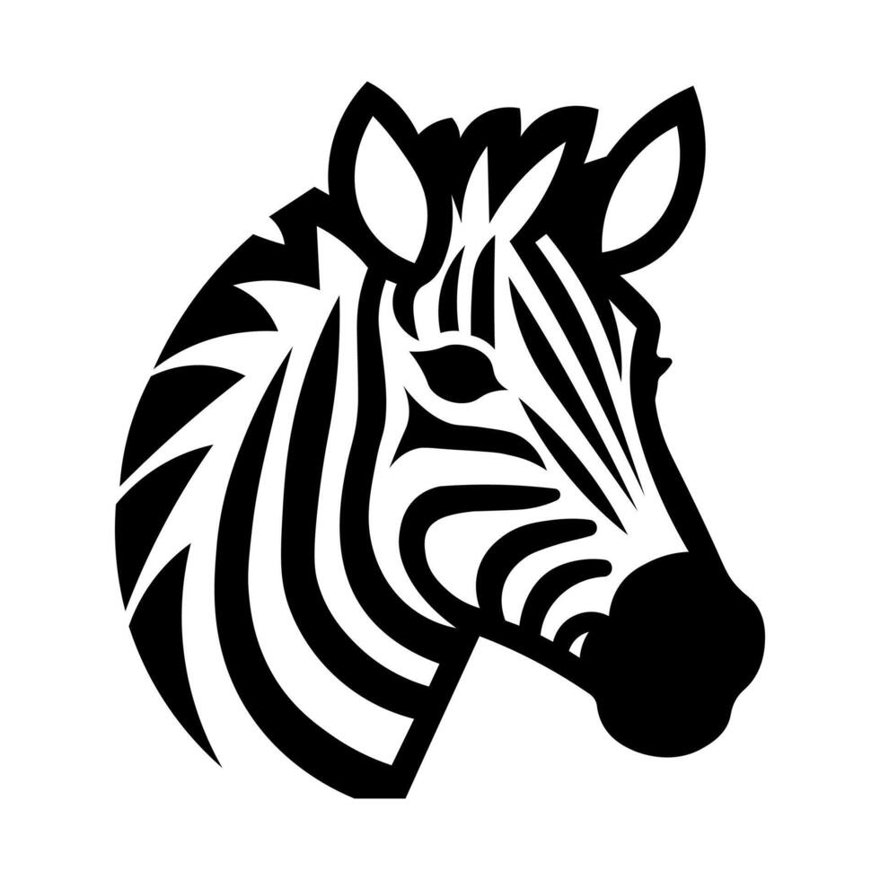 black vector zebra head icon isolated on white background