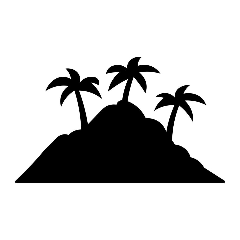 black vector island icon isolated on white background