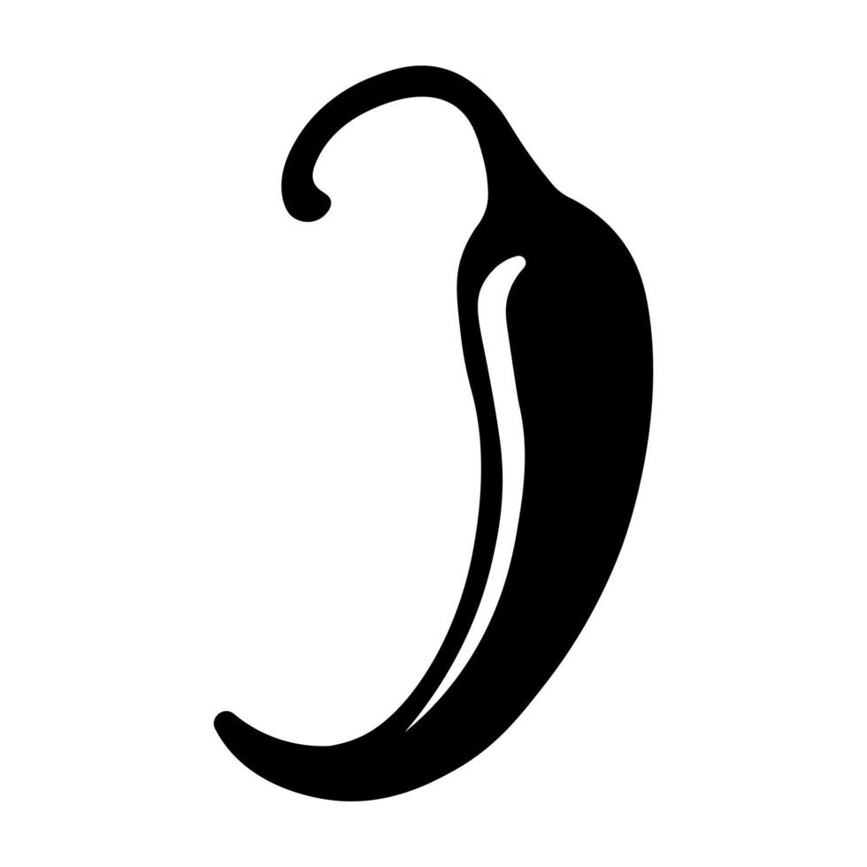 black vector chilli icon isolated on white background