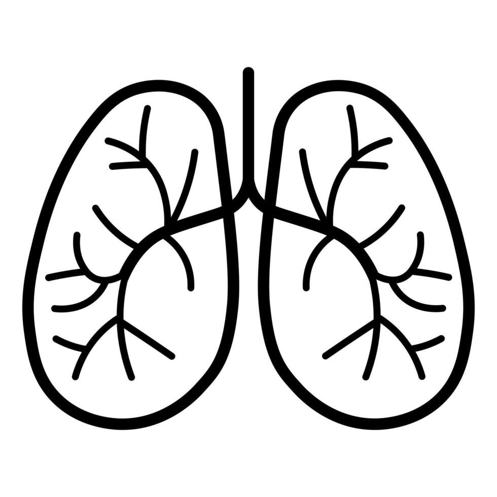 black vector lungs icon isolated on white background