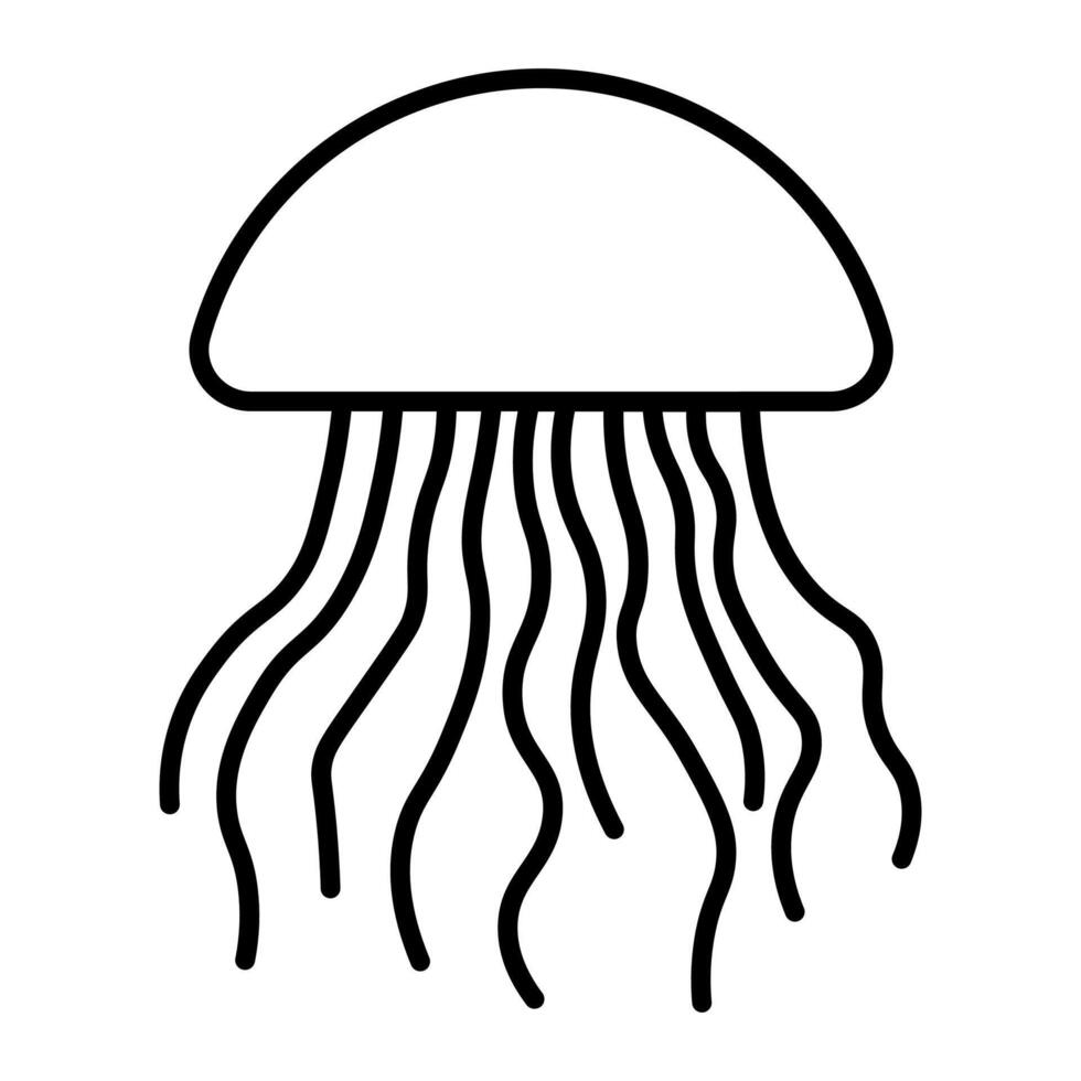 black vector jellyfish icon isolated on white background