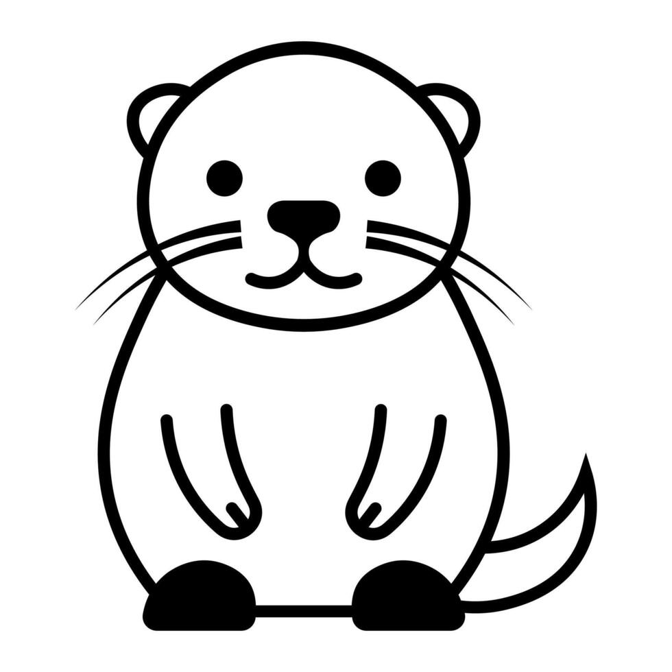 black vector otter icon isolated on white background