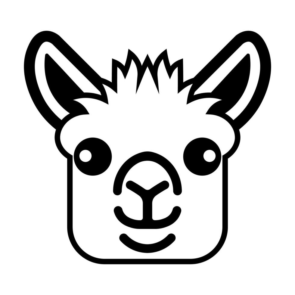 black vector llama icon isolated on white background