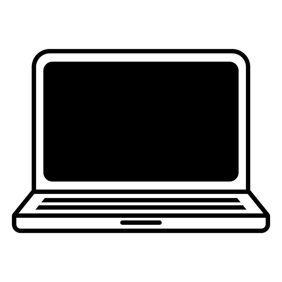 black vector laptop icon isolated on white background