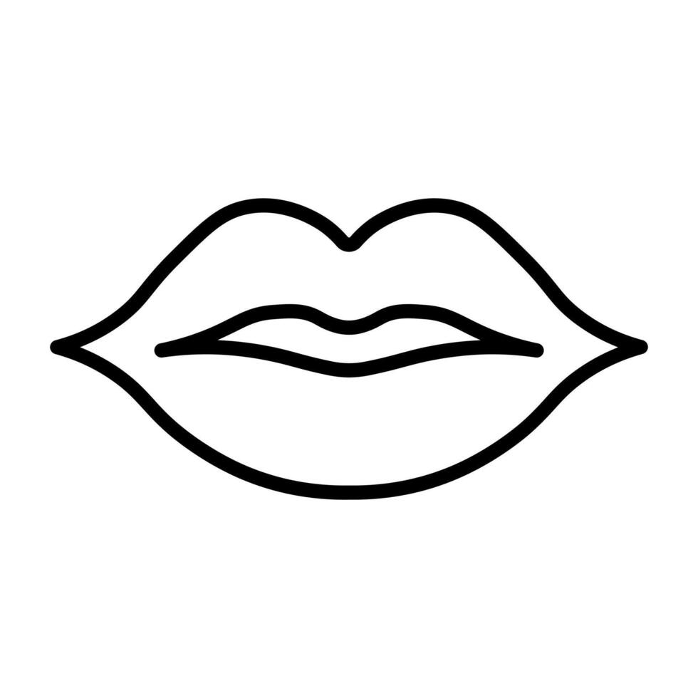 black vector lips icon isolated on white background