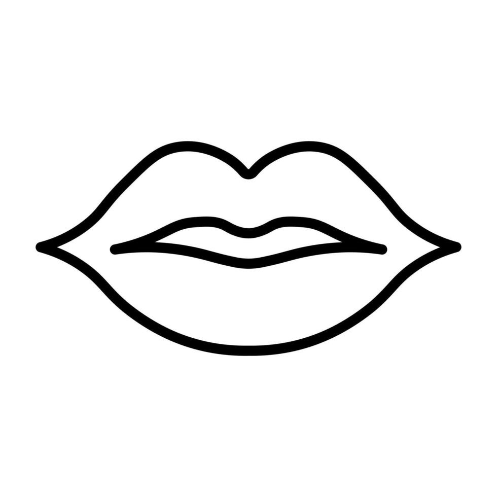 black vector lips icon isolated on white background