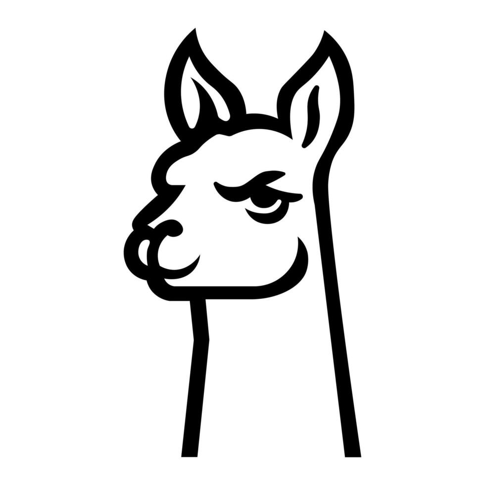 black vector llama icon isolated on white background