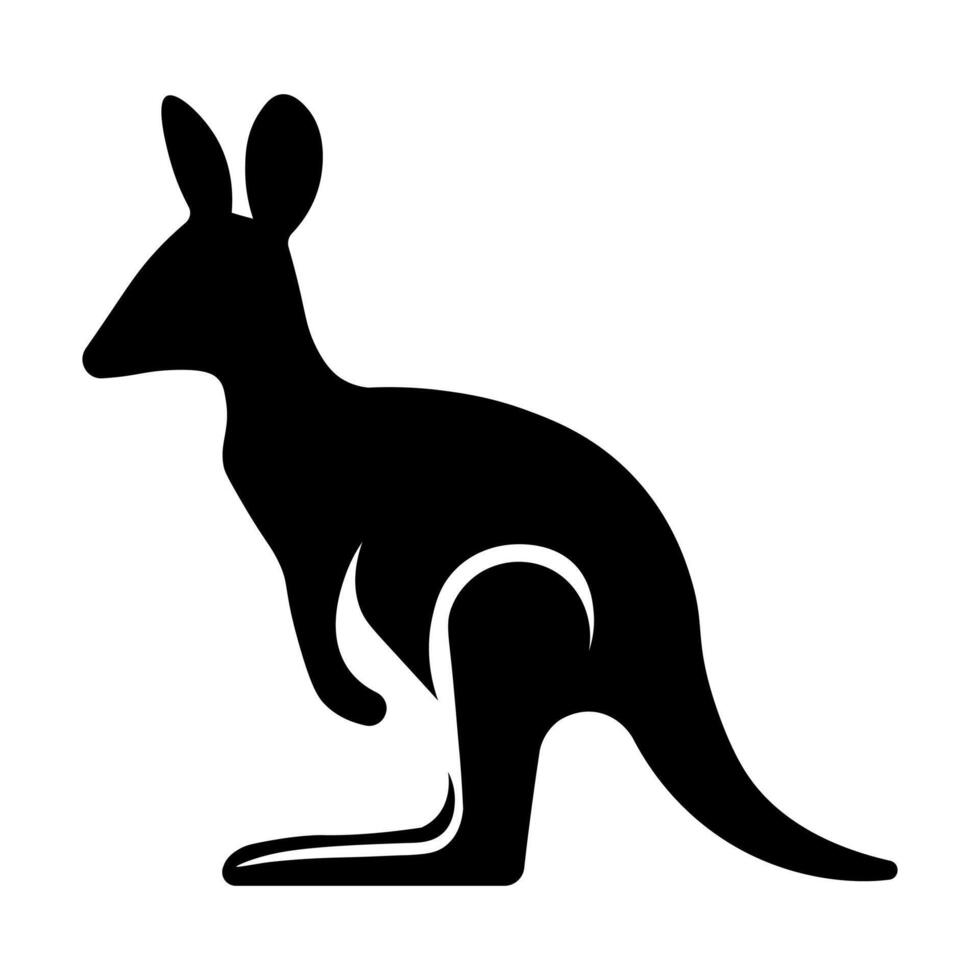 negro vector canguro icono aislado en blanco antecedentes