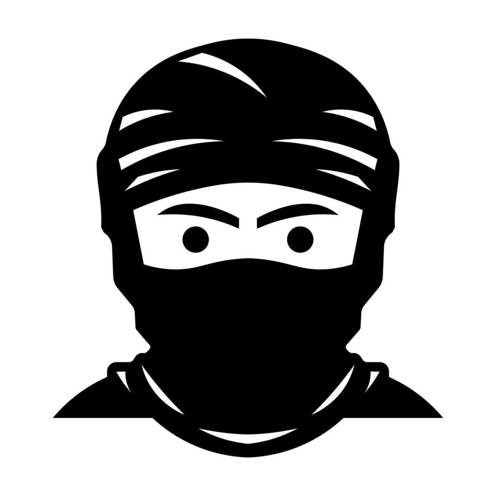 black vector ninja icon isolated on white background