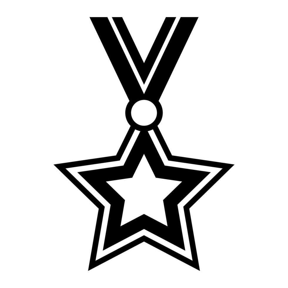 black vector medal icon isolated on white background