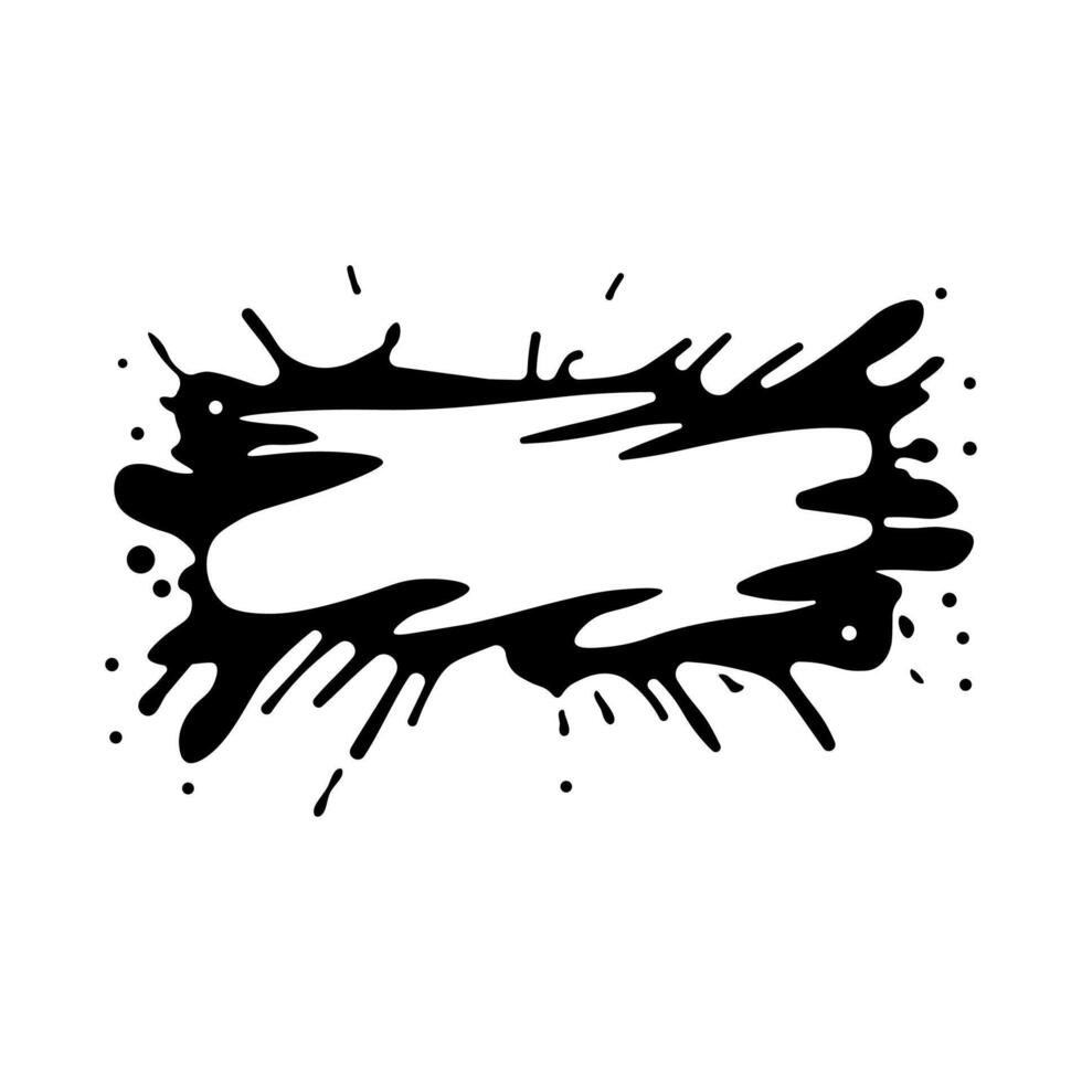 black vector splash frame isolated on white background