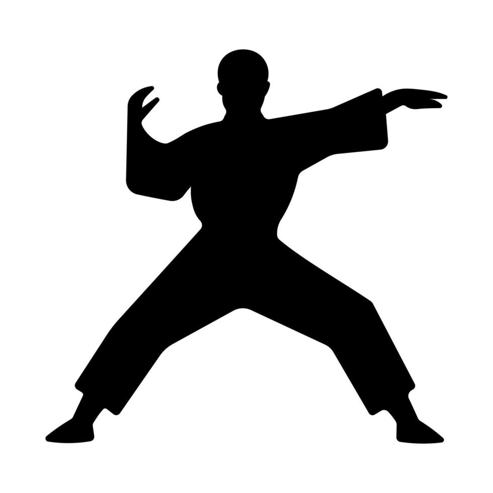 black vector kung fu icon isolated on white background