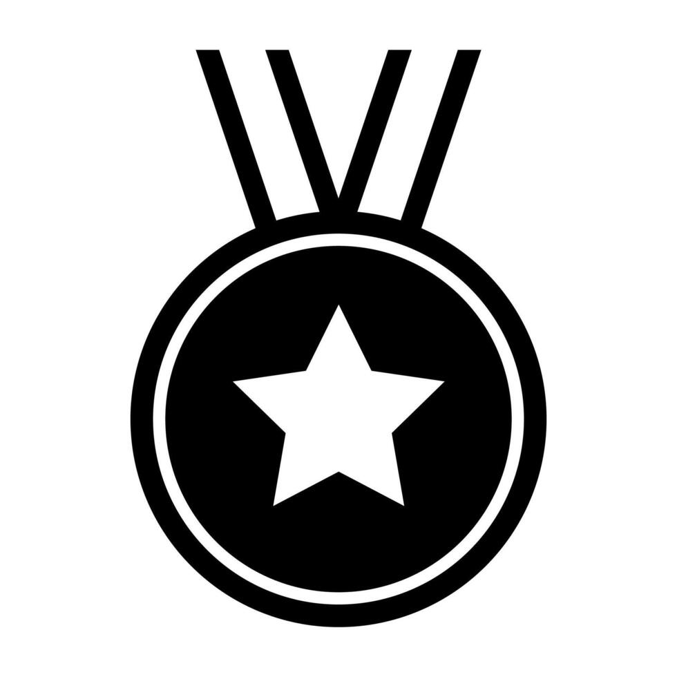 negro vector medalla icono aislado en blanco antecedentes