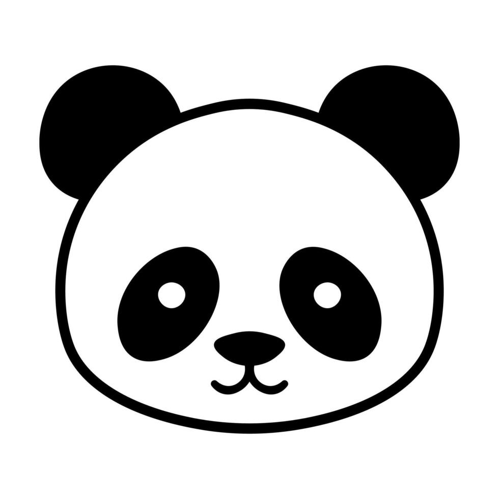 black vector panda icon isolated on white background
