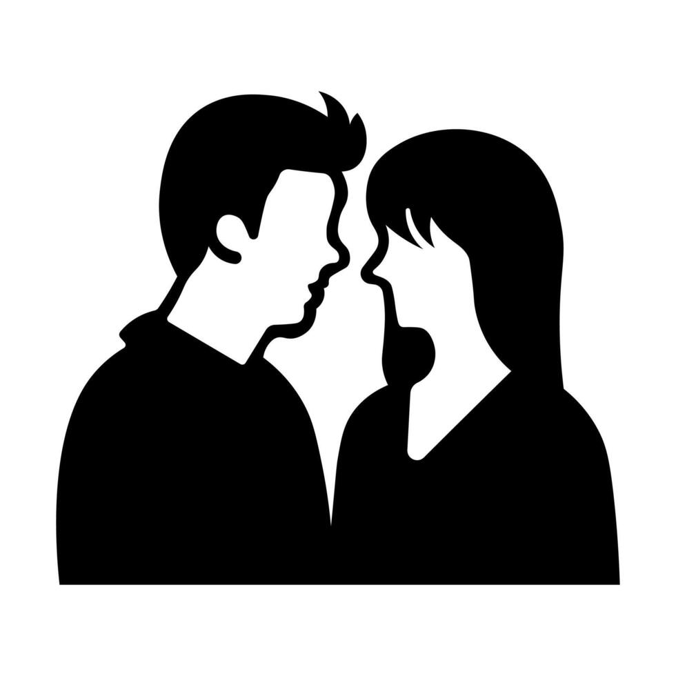 black vector couple icon isolated on white background