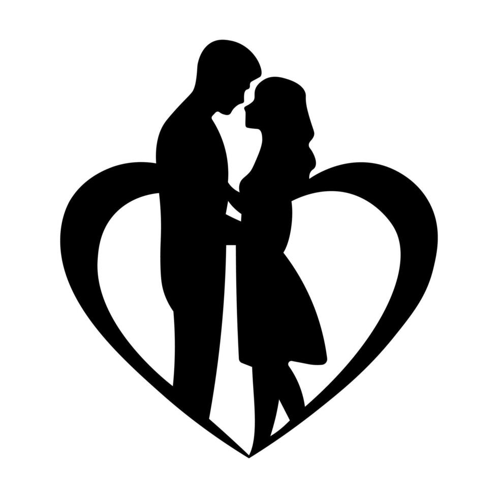 black vector couple icon isolated on white background