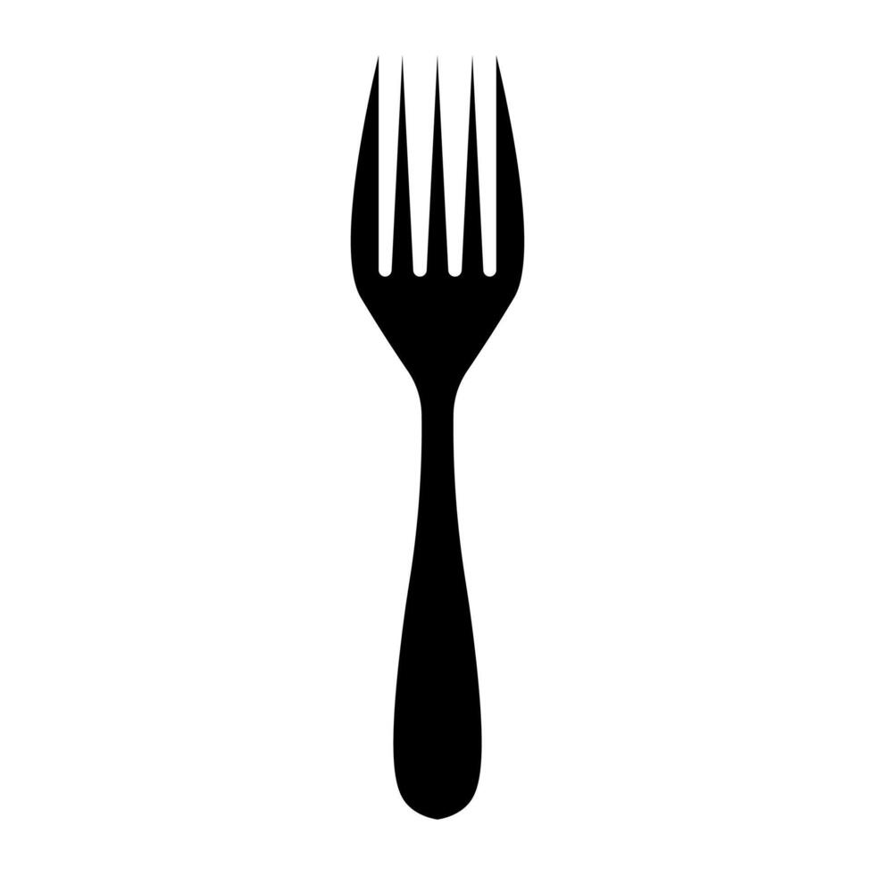 black vector fork icon isolated on white background
