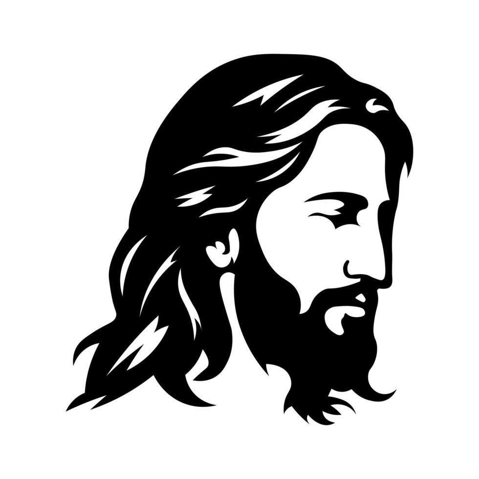 black vector jesus icon isolated on white background