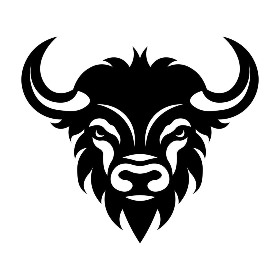 black vector yak head icon isolated on white background