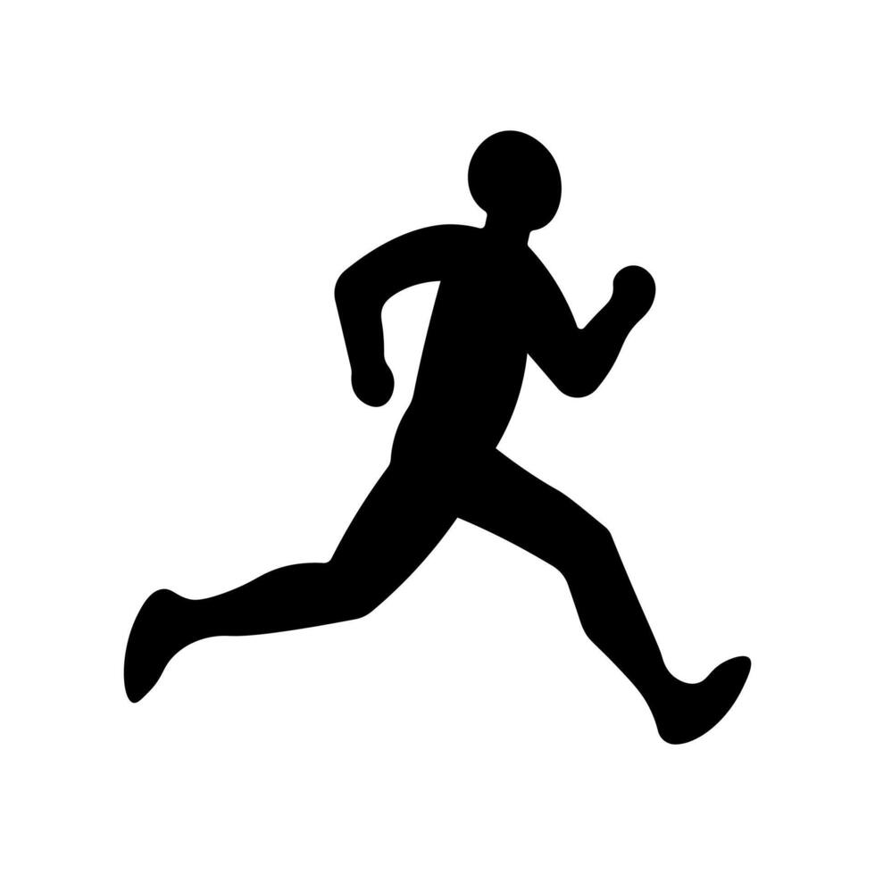 black vector runner icon isolated on white background