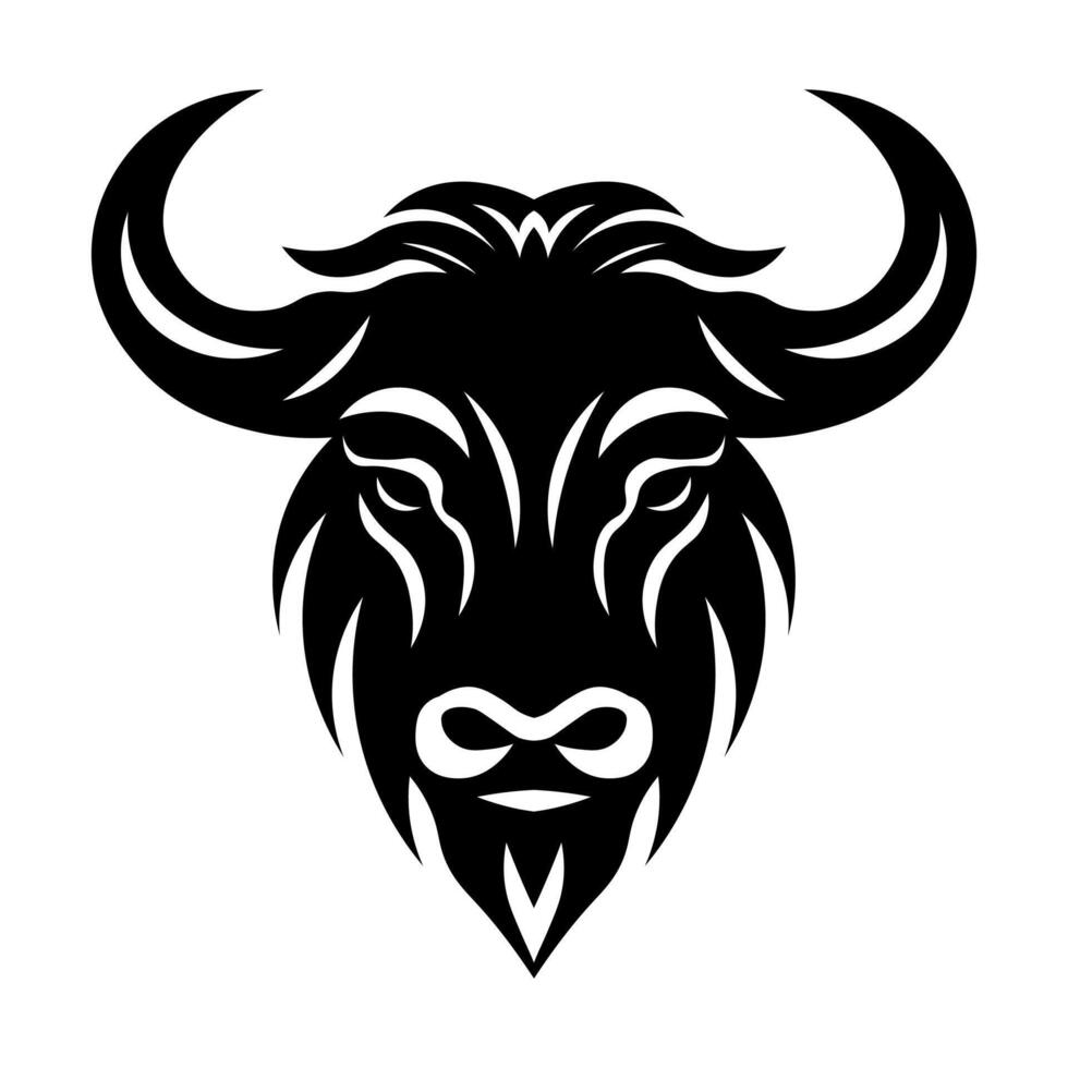 black vector yak head icon isolated on white background