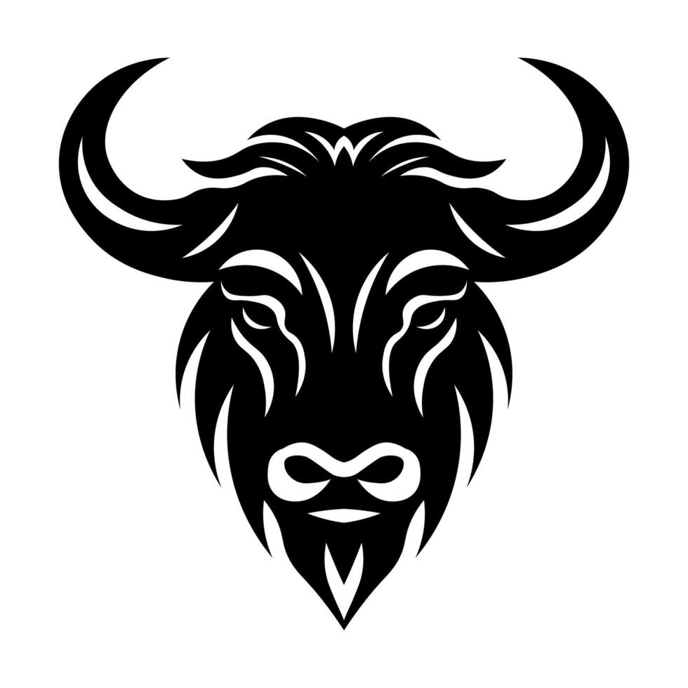 black vector yak head icon isolated on white background