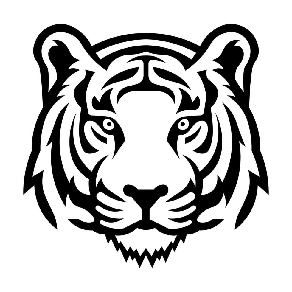 black vector tiger icon isolated on white background