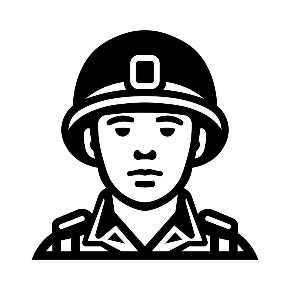 black vector soldier icon isolated on white background